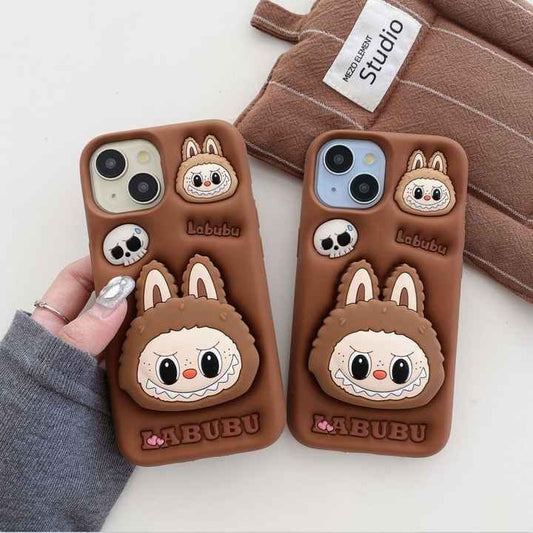 Labubu 3d cute monster case with pop holder