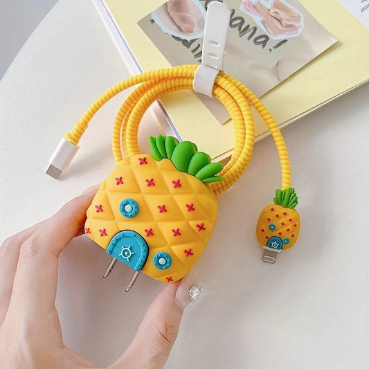 Pineapple cute iphone cable charge protector case