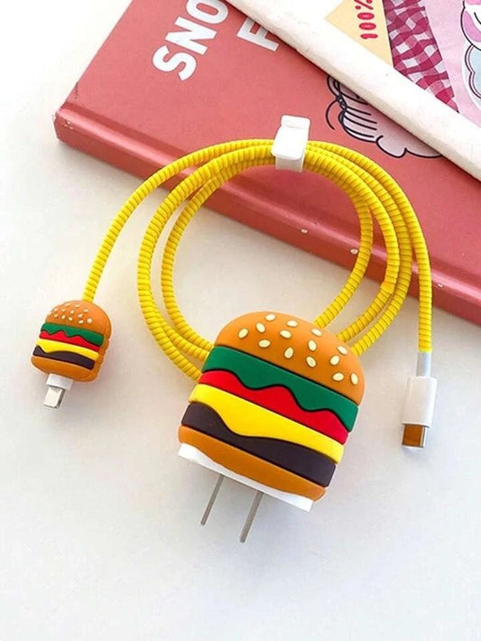 Burger iphone cable charger protector